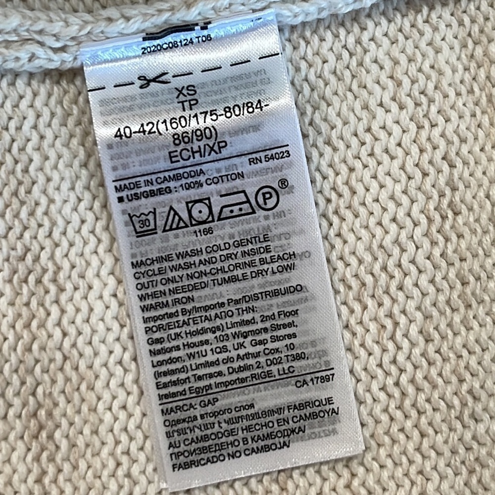 GAP • Crossover V Neck Sweater • Size XS • Marshmallow (Cream/Tan) - Picture 8 of 10
